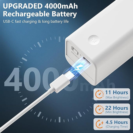 4000mAh Rechargeable Battery Operated Night Light, Dimmable Motion Sensor Night Lamp, Eye-Caring LED Reading Lamp, Multi-Function Wall Light with Touch Control for Adults Kids Room Bedroom Nursery
