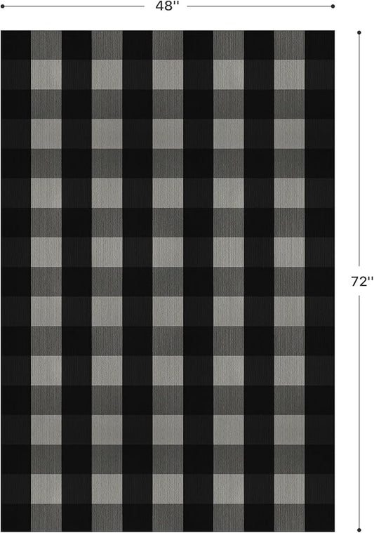 GENIMO Checkered Rug 4x6 Ft Black and White Outdoor Rug Buffalo Plaid Rugs Mat Fall Doormats Washable Rug for Front Porch Decor Indoor Entrance Patio Balcony Entryway