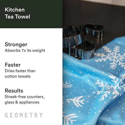 GEOMETRY Christmas Kitchen Towels - Quick Dry Microfiber Cloth Dish Towels for Kitchen Drying - Premium Quick Dry Towel, 2-Pack Set (Reindeer Rendevous + Frosty (Frosty Fun)