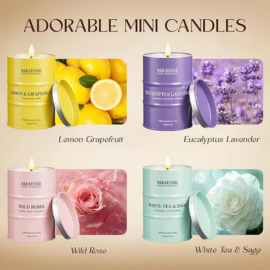 Spring Candles Set | Floral Scented Candles Gift Set | 4 Pack Candles for Home Scented Candle,Citrus Lemon Lavender Rose Sage Candle Bulk,Gift Set for Women and Men,Soy Wax 14 oz 86 Hour