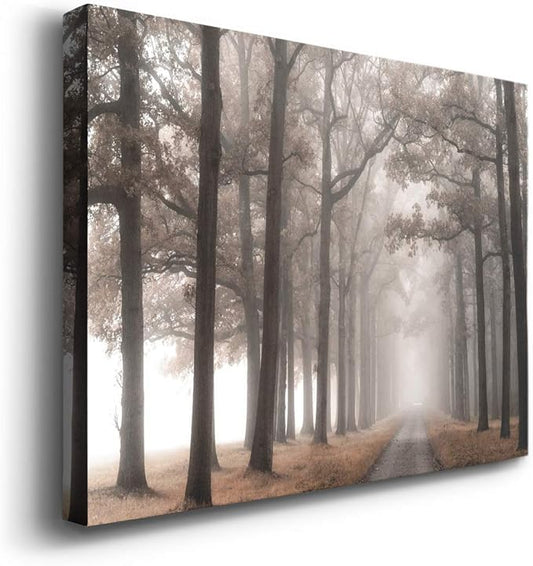 Wexford Home Decor Landscape Canvas Wall Art Abstract Floral Painting Modern Pictures Artwork Decoration for Living Room Kitchen Bathroom Office, Ready to Hang, misty road, 24x36