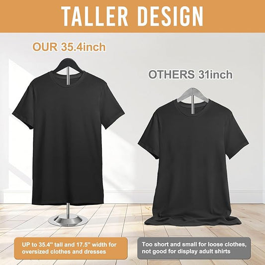 20-35 Inch Height Adjustable Shirt Display Stand, T Shirt Display Stand for Vendors, Mannequin Torso for Clothing Dress Garment Coat Retail (Wooden-black, 1 Pcs)