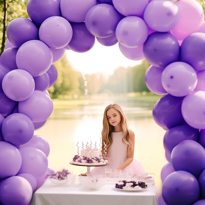 130PCS Purple Balloons, Latex Balloons Different Sizes 18/12/10/5 Inch, Helium Balloons with Ribbon, Party Balloon Set for Birthday Wedding Graduation Anniversary Baby Shower Decorations.