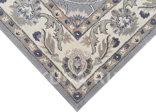 Turkish Oushak – Classic Handcrafted Carpet with Vintage Pattern, Ideal for Bedroom, Living Room & Elegant Décor(Grey, 6' Round)