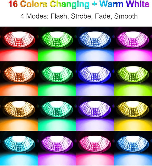 ZUCKEO RGBW Christmas Spotlights Outdoor LED Spot Lights for Yard, 10W Color Changing Landscape Lighting 120V Waterproof Spotlight with Plug & Remote for House Garden Path Tree Decoration(6Pack)