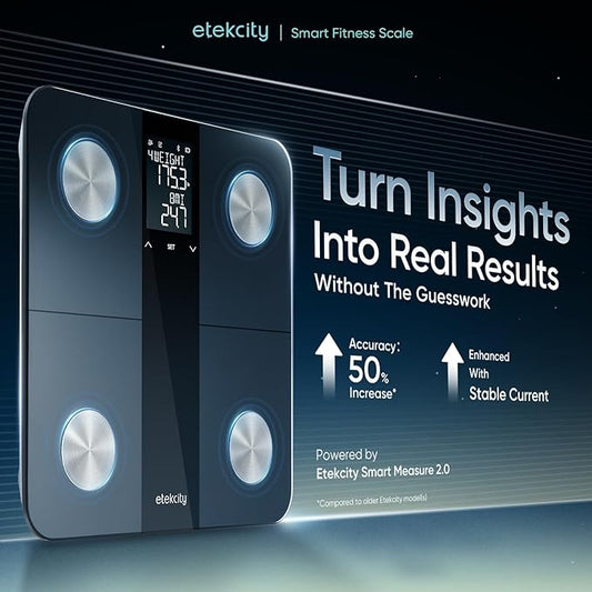 Etekcity Upgraded Smart Scale for Body Weight, FSA&HSA Eligible, Bathroom Digital Scale with BMI, Body Fat, Muscle Mass, 13 Metrics with a Large Display, Support Offline Mode and Apps Connection