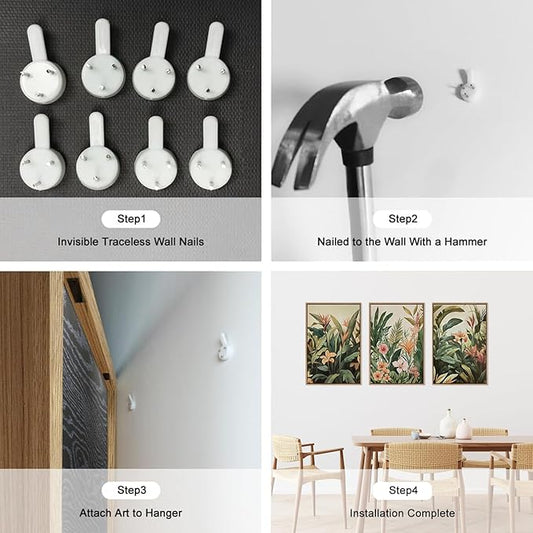 HLNIUC Boho Tropical Leaves Wall Art,Modern Abstract Floral Canvas Wall Decor Set of 3(16”x24”) Green Plant Banana Leaf Painting,Tropical Botanical Jungle Art Print for Living Room,Bedroom,Office