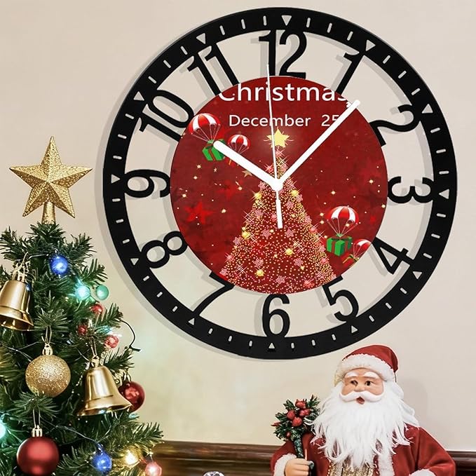 Wall Clock 10 Inch Silent Non-Ticking Modern Clocks Battery Operated - Analog Small Classic for Office, Home, Living Room,Bathroom, Kitchen, Bedroom, School,Snowman Clock