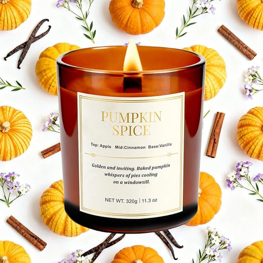 Candle Gift Set –2 Pack Wood Wick Pumpkin Spice Scented Candles,22.6 oz Natural Soy Wax Candles with Gift Box,Long Lasting Autumn Candles for Home Decor,Gifts for Women