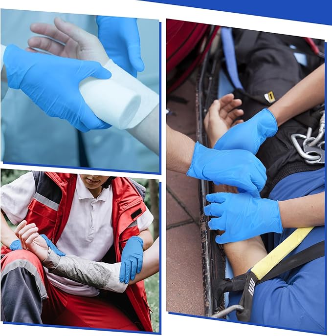 50 Pairs Disposable Emergency Glove Individually Packaged Travel Gloves Travel Trauma Essential Nitrile Glove (Blue)