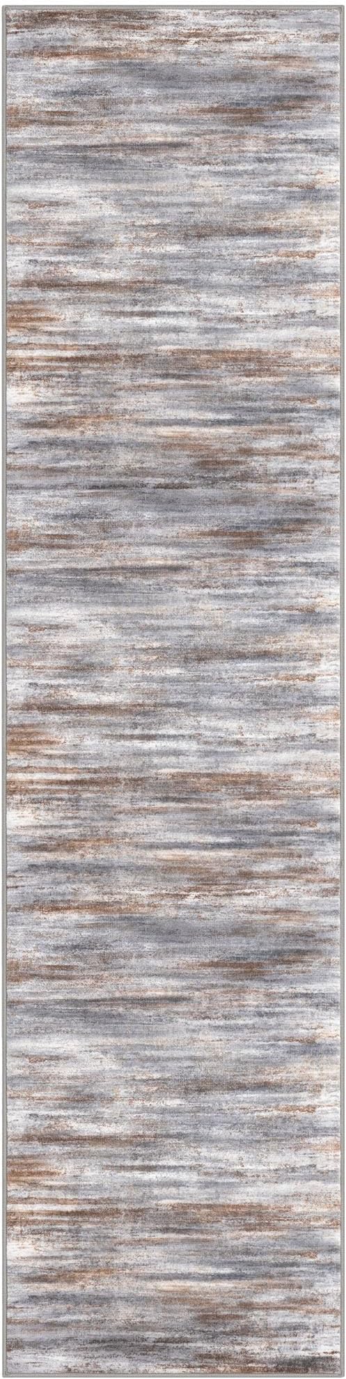 KOZYFLY Modern Abstract Hallway Runner Rug, 2x8 Kitchen Rugs Non-Slip Washable Soft Striped Kitchen Runner Rugs, Print Grey Brown Carpet Runner for Entryway Bathroom Laundry Room Foyer