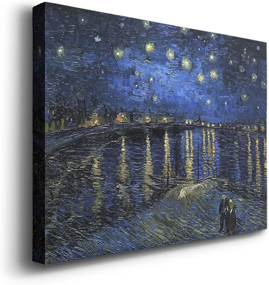 Wexford Home Decor Landscape Canvas Wall Art Abstract Floral Painting Modern Pictures Artwork Decoration for Living Room Kitchen Bathroom Office, Ready to Hang, starry night over rhone, 8x12