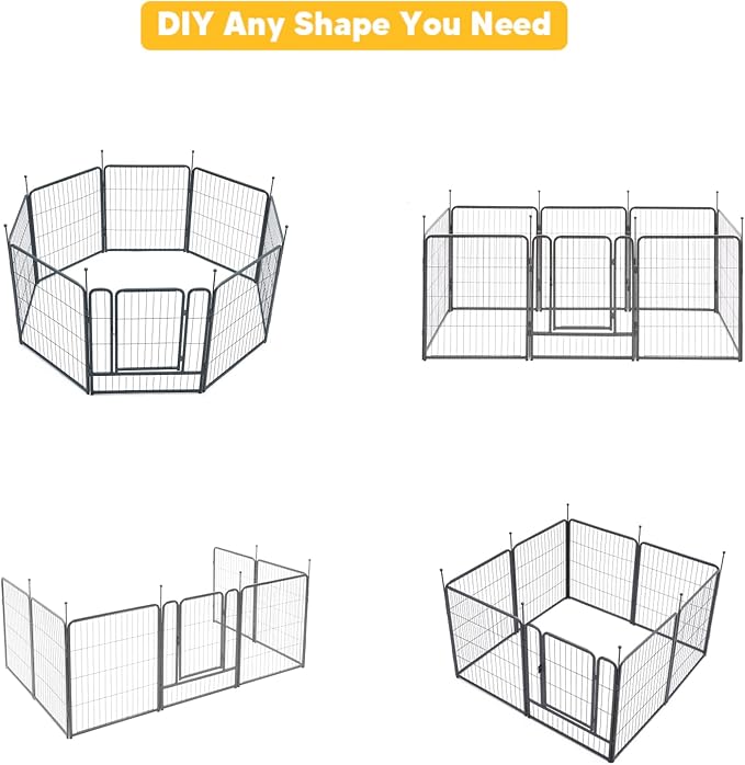TMEE Dog Playpen, 32" Height 8 Panels Outdoor Dog Fence Pet Play Pen, Puppy Pens for Large/Medium/Small Dogs, Ideal for RV, Camping, Yard, Indoor