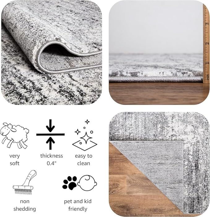 Keen Home Design Area Rugs - 10x14 Non-Shedding, Abstract Rugs for Kitchen, Living Room, Bedroom, Dining Room, Entryway - Size: 9'10" x 14', Abstract Cream/Grey