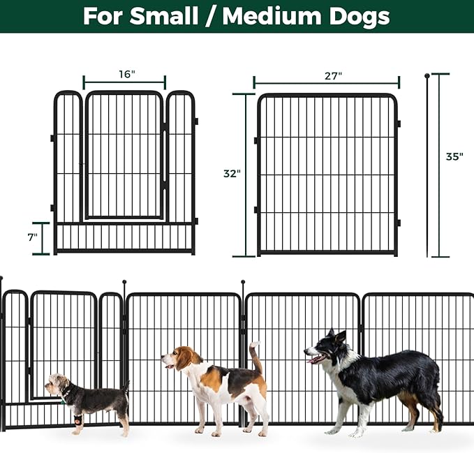 FXW Instant Unleashed Dog Playpen, Portable Pet Fence for Outdoor, RV Trips, and Camping, 32inch, 24 Panels for Small and Medium Dogs│Patented