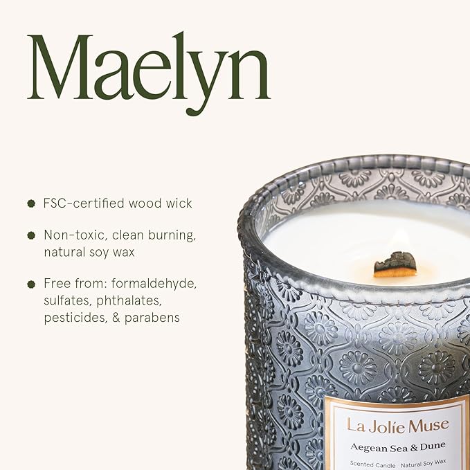 LA JOLIE MUSE Summer Marine Scented Candle, 19 Oz, Ocean Candle Gift, Natural Soy Candles for Home Scented, Long Burning Time, Large Glass Jar Candles