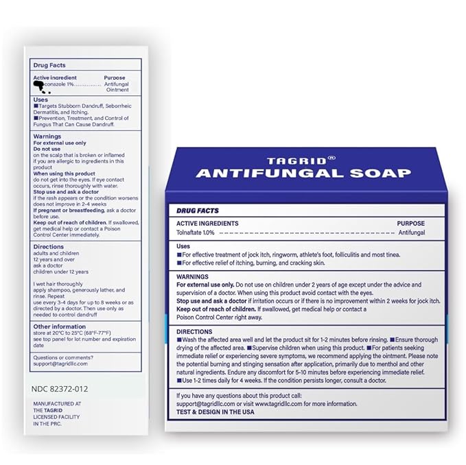 TAGRID 7X FAST Antifungal Soap Kit: Multi-Functional Clinically Proven Kit for Ringworm, Folliculitis, Jock Itch, Athlete's Foot, and Seborrheic Dermatitis