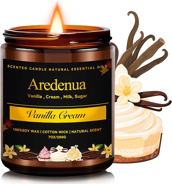 Vanilla Cream Odor Eliminating Candles – Home Deodorizing Soy Candles for Removing Pet, Kitchen & Bathroom Odors, Fresh Air Scented Candle with Clean Vanilla Aroma, Long-Lasting Odor Remove Candle