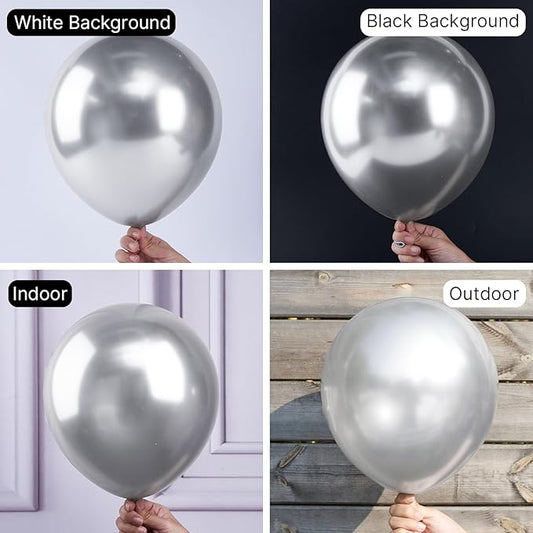 PartyWoo Metallic Silver Balloons, 50 pcs 12 Inch Silver Metallic Balloons, Silver Balloons for Balloon Garland or Arch as Wedding Decorations, Birthday Decorations, Party Decorations, Silver-G102