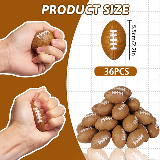 WELLVO 36 Pack Mini Foam Football 2.17" Mini Football Party Favor Stress Ball Bulk Small Foam Sports Ball for Birthday Gift Goodie Bags Stuffers
