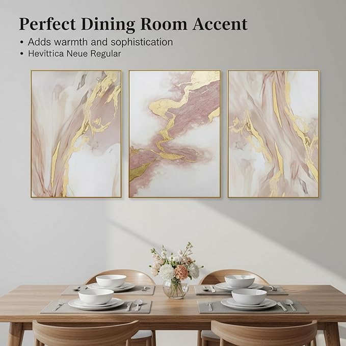 Pink Abstract Canvas Wall Art For Living Room, Large Gold Abstract Painting Water Flow Shape For Bedroom, Framed Modern Wall Pictures for Home Decor Ready to Hang 28x60 inches