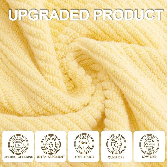 VOOVA & MOVAS Yellow Hand Towels for Bathroom, 4 Pack Large 18" x 28" - 100% Cotton | Lightweight | Thick | Quick Dry | Soft | Absorbent, Bath Hand Towels for Showering, Bathroom Essentials