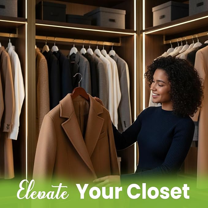 Premium Luxe Wood Coat Hangers, Wide Shoulder Wooden Jacket Hangers with Velvet Grip, Heavy Duty Luxury Hangers for Coats & Blazers, Mahogany with Black Velvet, 30 Pack