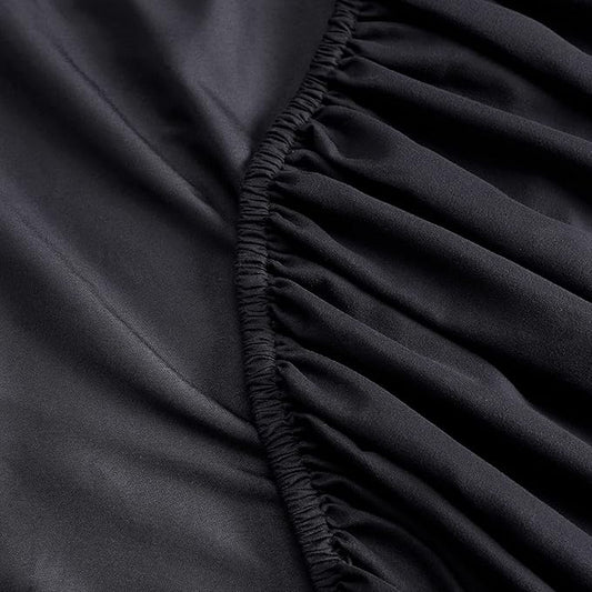 Serta Simply Clean Super Soft Hypoallergenic Stain Resistant Deep Pocket 3 Pieces Solid Bed Sheet Set, Twin XL, Black