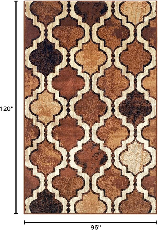 Superior Indoor Large Area Rug, Jute Backed, Perfect for Living/ Dining Room, Bedroom, Office, Kitchen, Entryway, Modern Geometric Trellis Floor Decor, Viking Collection, 8' x 10', Brown