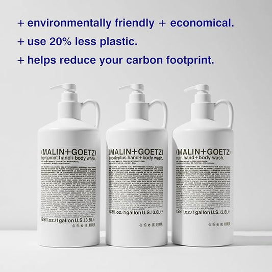 MALIN+GOETZ Hand + Body Wash | Gentle Foaming Cleanser with Botanical Extracts and Amino Acids | Hydrating, pH-Balanced, Unisex Scent | Vegan & Cruelty-Free (Rum, 128 Fl Oz)