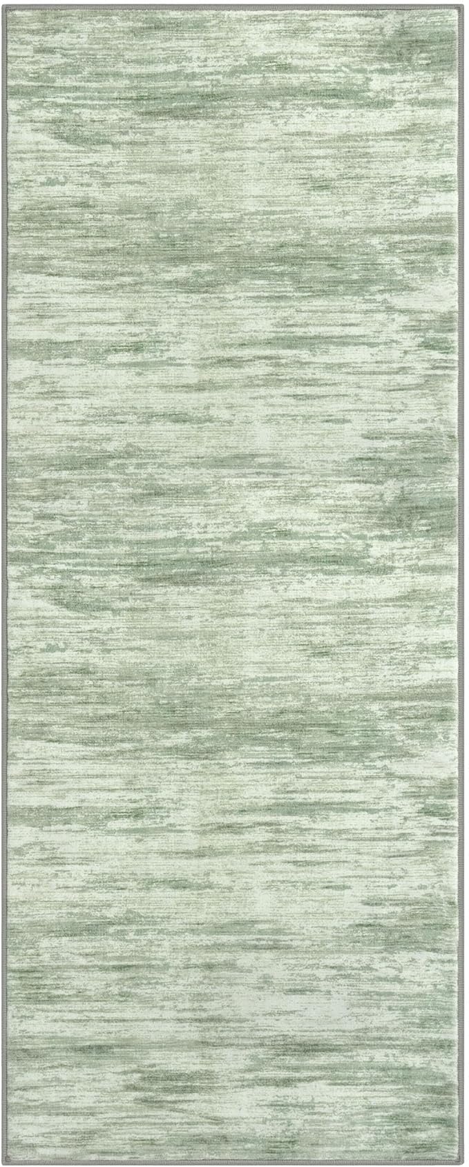 2x5 Modern Abstract Runner Rug for Hallways, Light Sage Green and Ivory Super Soft Hallway Decor Kitchen Rugs with Non-Slip, Non-Shedding Washable Rug for Hallways Entryway Bedroom Indoor