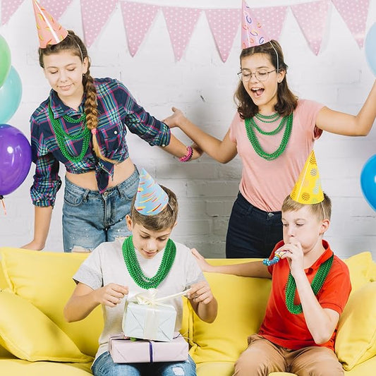 YAXINRUI 24 PCS St. Patricks Day Necklaces, Green Mardi Gras Christmas Bead Necklaces, 33" St. Patrick's Day Green Beads St. Patricks Day Accessories for Mardi Gras, St. Patricks Day Party Favors