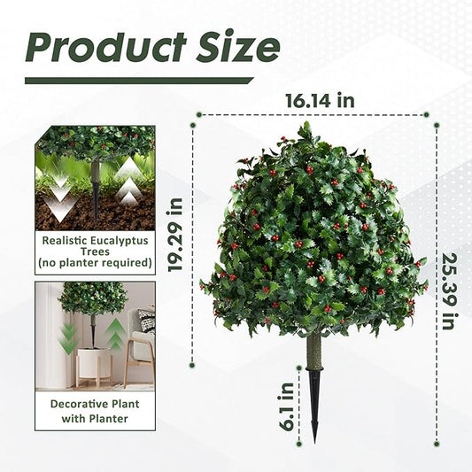 2pcs Artificial Bushes Holly Spray Berries Cedar Leaf Stems Christmas Flowers Leaves Home Party Decoration,Christmas Wreath Arrangement Craft Wedding Party Decorations