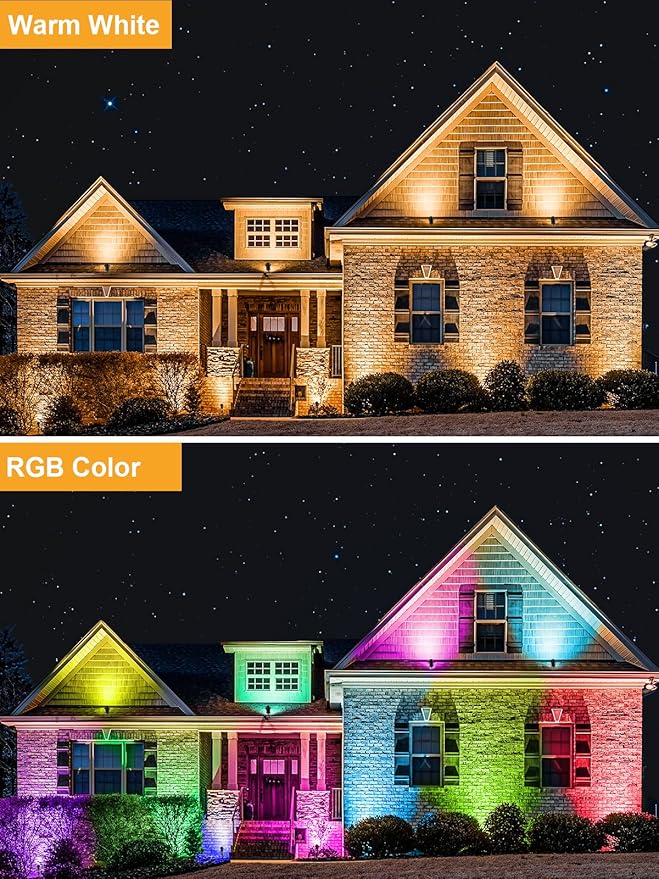 ZUCKEO 10W RGB Color Changing Landscape Lights, Outdoor Waterproof LED Spotlights with Remote & Plug for Garden, Yard, Patio, Driveway, Birthday & Holidays Decoration