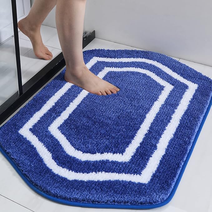 COSY HOMEER Extra Thick Bath Linen Sets Rugs - Anti-Slip Bath Mats Soft Plush 100% Strong Polyester Living Room Bathroom Water Absorbent(Blue,20x32 - Inches)