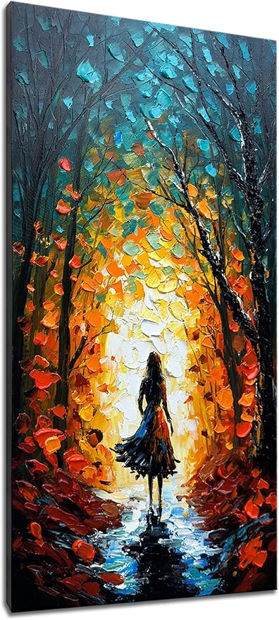 Alenoss Hand Painted Modern Oil Paintings on Canvas Wall Art Vertical Abstract Painting Large Contemporary Wall Art Textrued Wall Painting for Living Room Bedroom