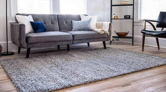 Unique Loom Solid Shag Collection Area Rug (7' 10" x 10' Rectangle, Cloud Gray)