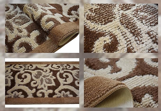 Custom Cut Hallway Runner Rug, Slip Resistant, 31 Inch Wide X Your Choice of Length, Lily Brown, 31 Inch X 19 feet