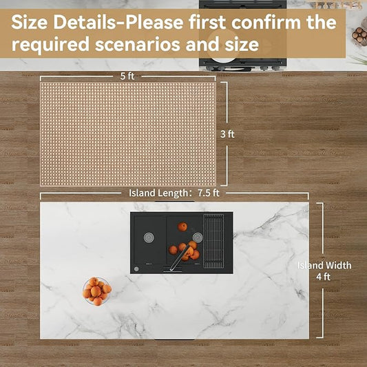YDKGL Boho 3x5 ft Washable Area Rug Entryway Runner for Kitchen, Non Slip Woven Hallway Rugs Kitchen Mats for Floor Hall Rug Indoor Door Mat Carpet for Backdoor Bedroom Living Room, Easy Clean, Brown