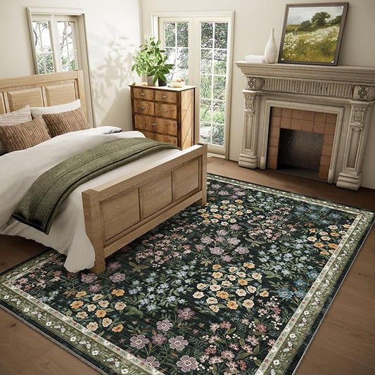 Machine Washable Living Room Rug: 5x7 Area Rugs for Bedroom Non Slip Low Pile Soft Stain Resistant Lightweight Carpet Rugs for Living Room Entryway Kitchen Dining Room Farmhouse Kids Room Nursery