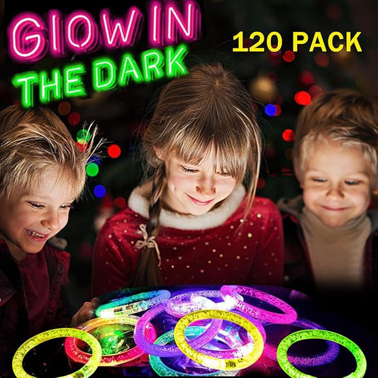120 PCS Led Glow Sticks Bracelets Glow In the Dark Party Supplies, Light Up Bracelets for Kids Adults, Party Favors for Christmas, Halloween, New Year Party Light Up Toys Gifts (120)