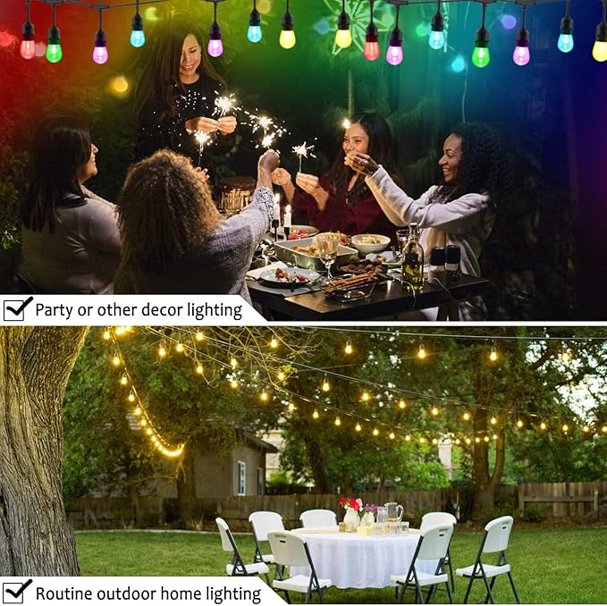 EMANER Outdoor String Lights Color Changing, 96ft Wi-Fi APP String Light Music Sync with Remote, Alexa Google Home Compatible, Infinite Color Smart String Light Dimmable for Halloween Decoration