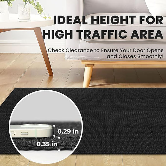 Braided Runner Rug 3x18 Ft Washable Runners for Hallways Non Slip Rubber Backed Kitchen Runners Cotton Long Entryway Runner Indoor, Woven Carpet for Hall Stair Entryway, Black/Grey