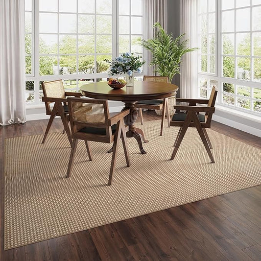 YDKGL Boho Washable Area Rugs 6x9 ft, Non Slip Area Rug for Living Room, Braided Office Rugs Bedroom Rug Woven Washable Indoor Floor Carpets for Office Dining Bedroom Living Room, Easy to Clean, Brown