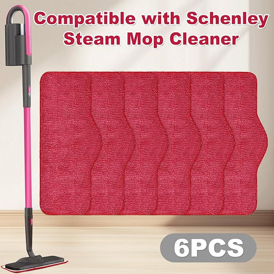 6 Pack Steam Mop Pads Compatible with Schenley Steam Mop Cleaner,Microfiber Steam Mop Replacement Pads for Schenley Steam Mop 7 in 1,Reusable and Washable Steam Mop Accessories for Floor Cleaning