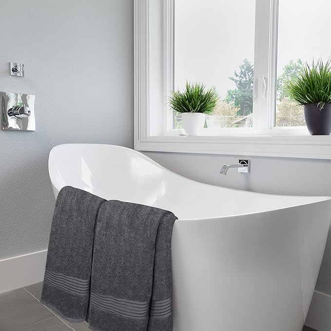 Utopia Towels 12 Pack Bath Towels Set, (27 x 54 Inches) 100% Ring Spun Cotton, Quick Dry, Highly Absorbent, Soft Feel Towels, Perfect for Daily Use (Grey)
