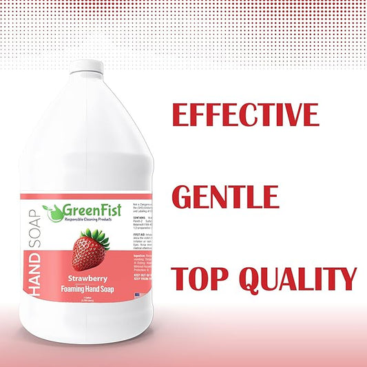 GreenFist Foaming Hand Soap Refills Strawberry Scent Jug Foam Refill Made in USA, 128 ounce (1 Gallon)