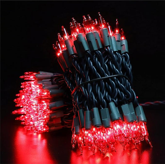 Green Wire,Red,Incandescent Bulb 100 Mini String Lights for Indoor Christmas Tree Garland Birthday Wedding Party Festival Decoration
