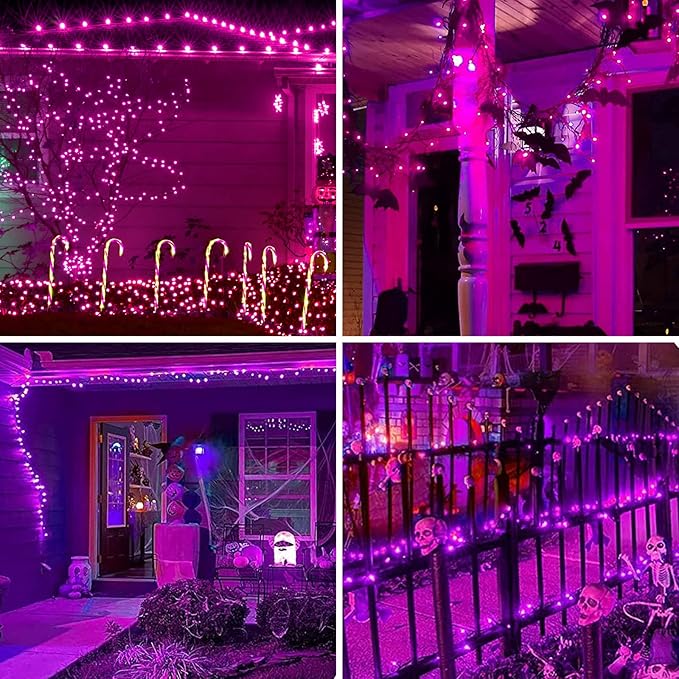 Brown Wire, Purple Incandescent Bulb 100 Mini String Lights for Indoor Halloween Tree Home Garland Birthday Wedding Party Festival Decoration