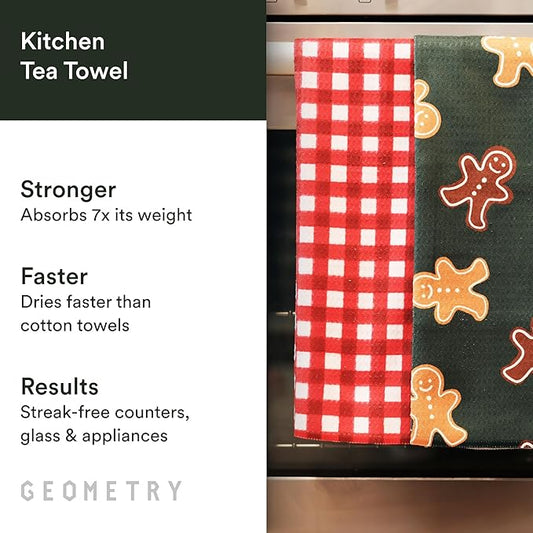 GEOMETRY Kitchen Towel – Spring & Summer Quick Dry Microfiber Dish for Kitchen Drying – Premium Quick Dry, Merry Red